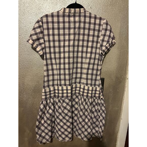 Hilfiger Denim Preppy Studious Black White Plaid Short Sleeves Drop Waist Dress - Picture 6 of 11